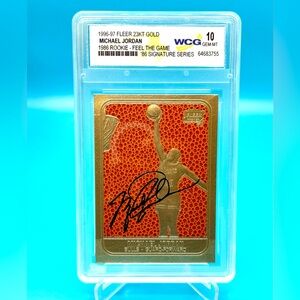 1996-97 Fleer 23KT Gold Michael Jordan🔥1986 Feel the Game Rookie🔥Gem-MT 10 WCG